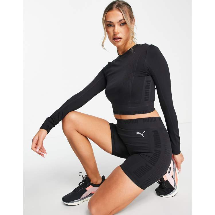 PUMA Training Evoknit seamless light support crop top in mocha bisque, ASOS