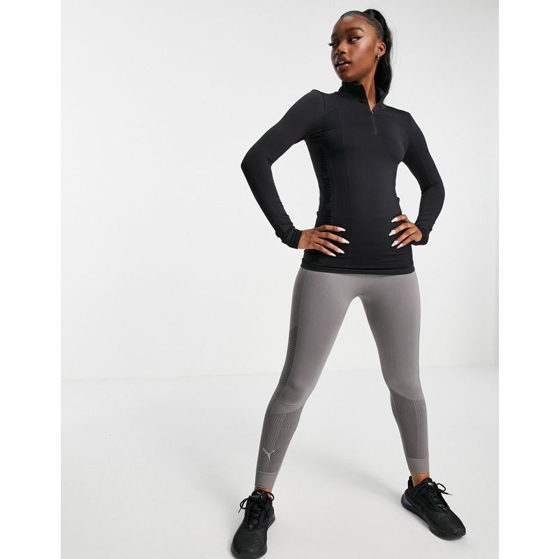 Donna Activewear Puma - Training Evoknit - Top nero con zip corta senza cuciture