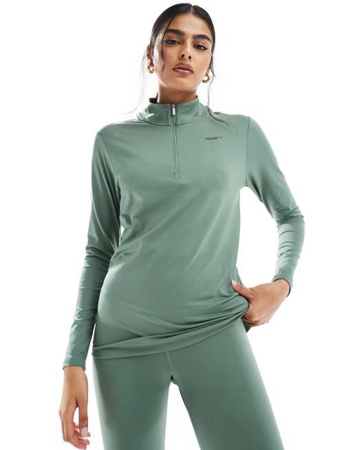 PUMA Training Evolve 1/4 zip sweatshirt in light green