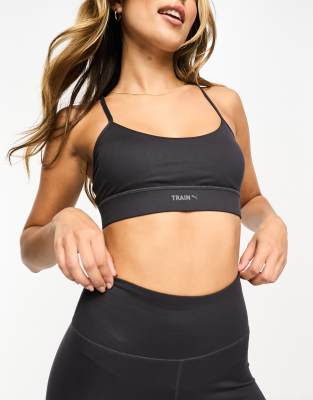 Puma Training Evolve low support sports bra in dark grey - ASOS Price Checker