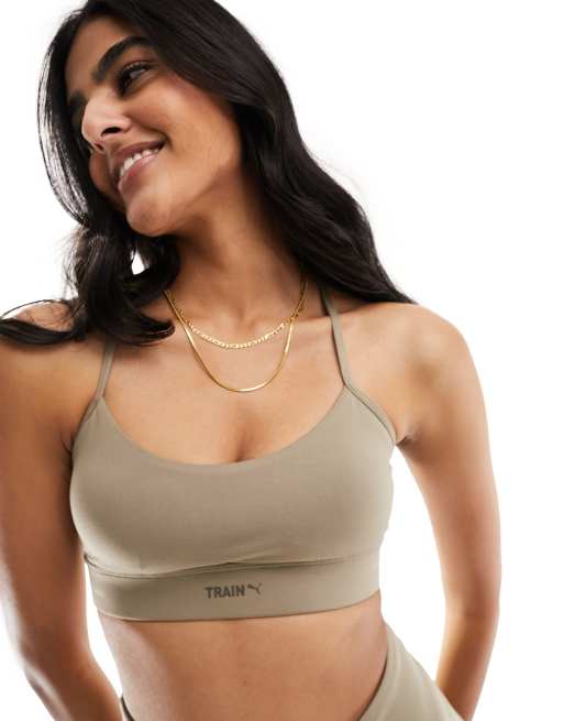 Puma Training Evolve low support sports bra in brown