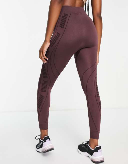 Puma Training Evostripe seamless 7/8 leggings in dark burgundy