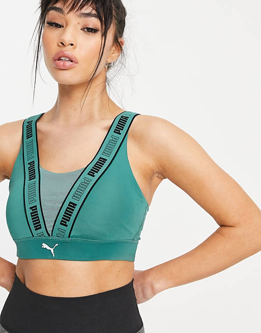 Sportswear Puma Training Fast high support sports bra with logo detail in teal 