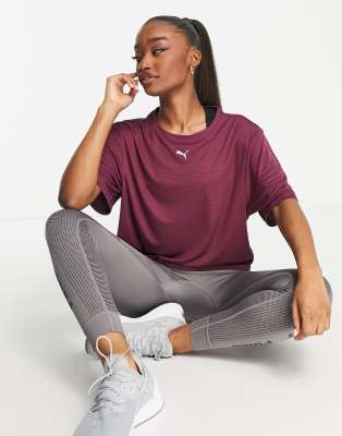 Puma Training Favourite drop t-shirt in burgundy