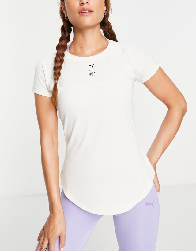 Puma Training First Mile high neck t-shirt in ivory