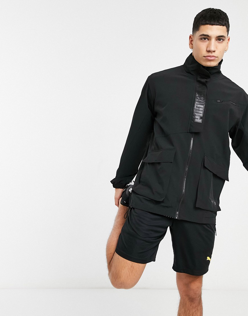 Puma training First Mile texture woven track jacket in black