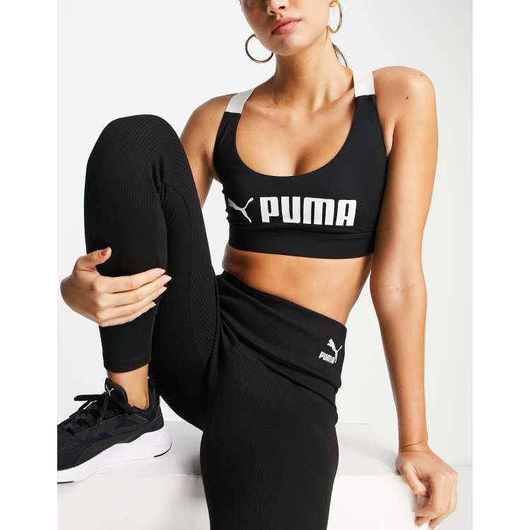 Puma - Training Fit - Sport bh met medium ondersteuning en kleurvlakken in  zwart