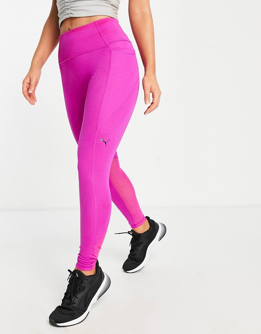 Puma Training Flawless high waisted 7/8 leggings in textured pink