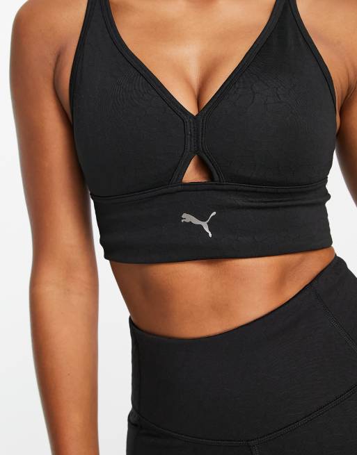 Puma Training mid support sports bra in black