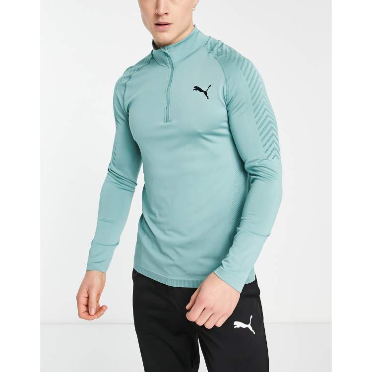 Puma Training Formknit seamless 1/2 zip long sleeve top in blue