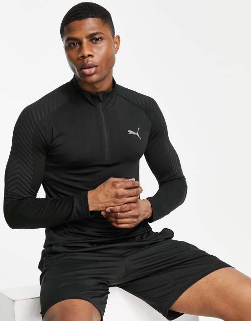 Black High Neck Half Zip Gym Top