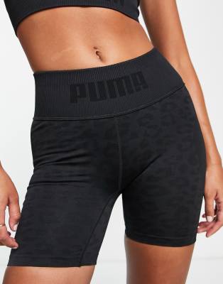 Puma Training formknit seamless 5inch shorts in black leopard print - ASOS Price Checker