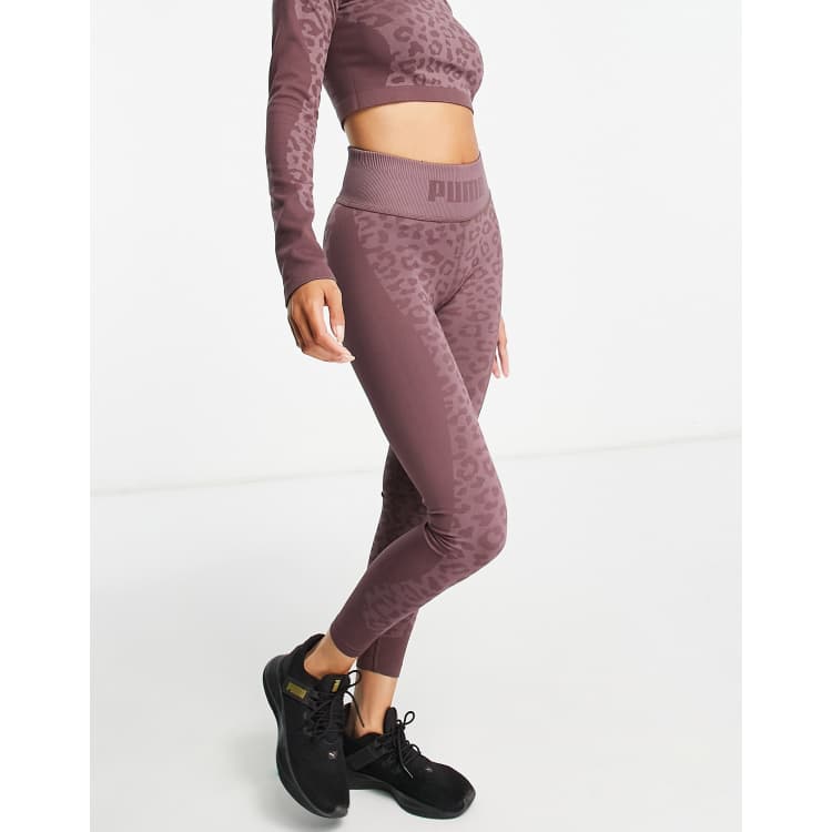 PUMA Training Formknit seamless leggings in black leopard print