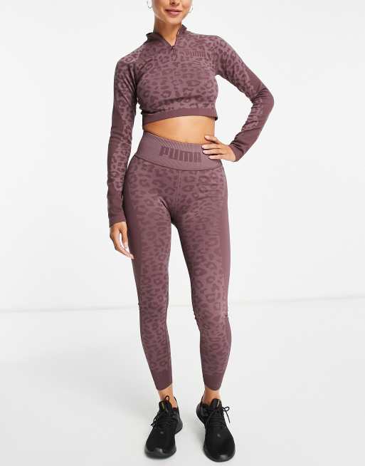 Puma Training Safari Glam high waist 7/8 leggings in purple and leopard  print