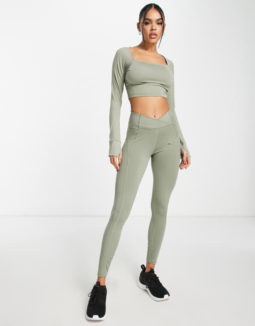 ASOS DESIGN leggings with high waist in bright green