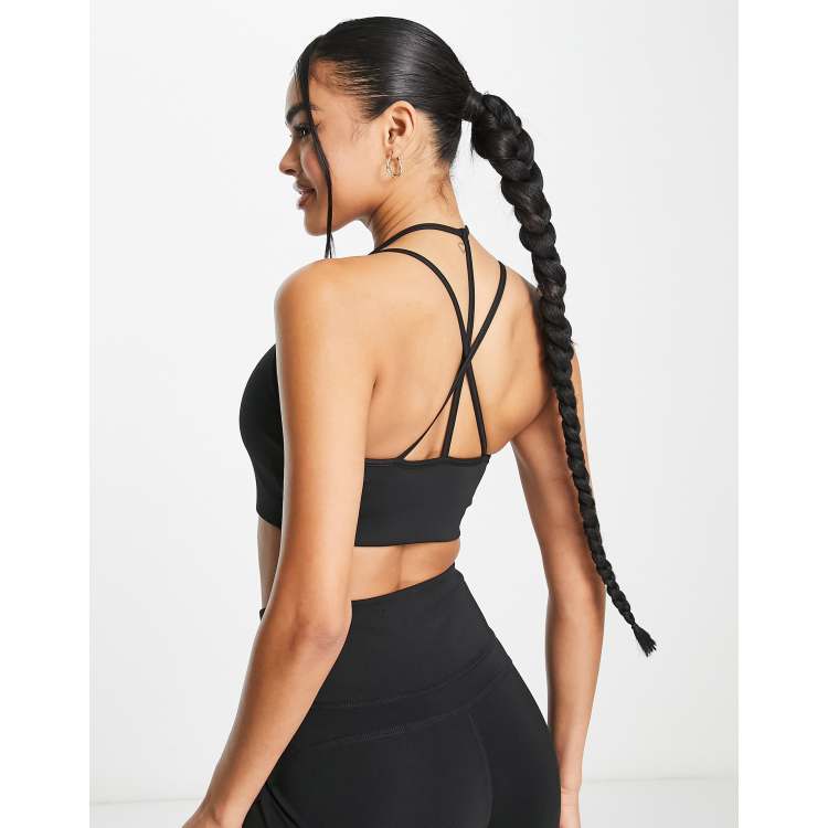 PUMA Training Granola strappy sports bra in black