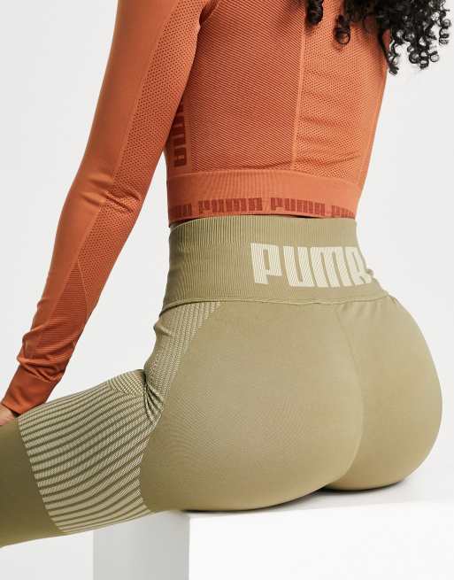 Puma Training - Leggings alla caviglia a vita alta senza cuciture kaki, 3 di 4
