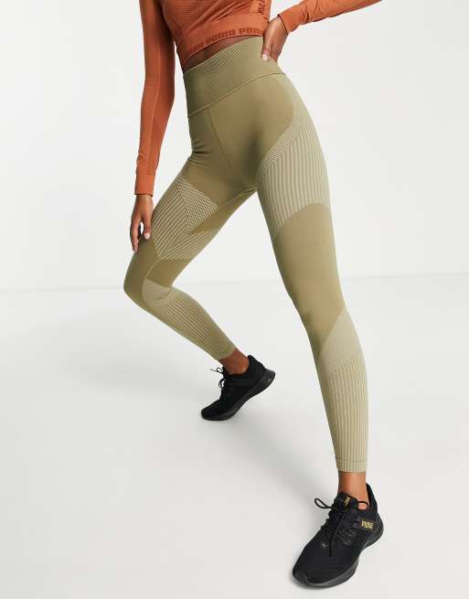 Puma Training - Leggings alla caviglia a vita alta senza cuciture kaki, 4 di 4