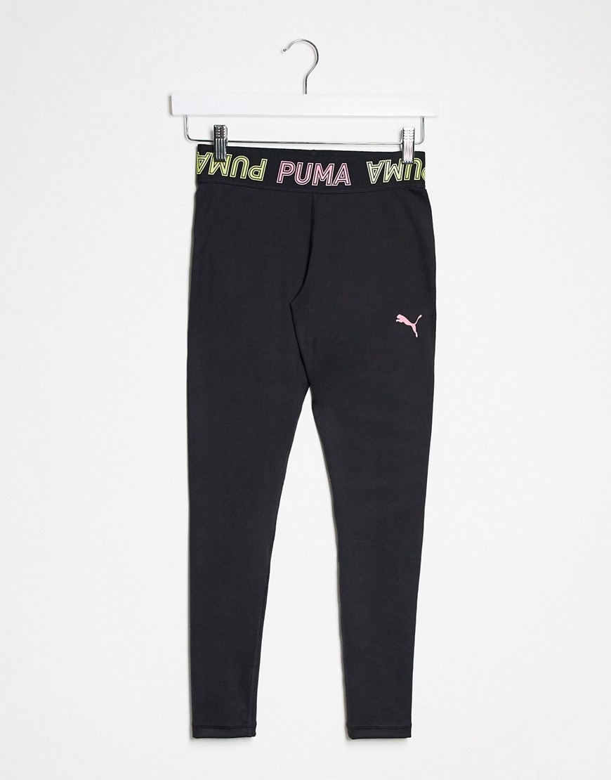 Puma Training leggings in black with logo waistband
