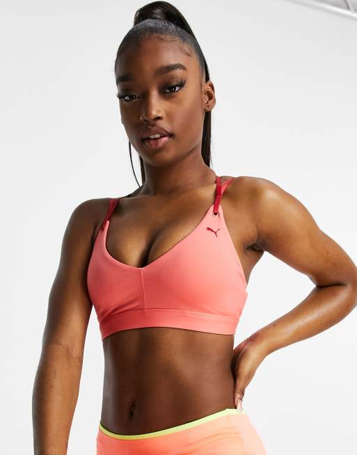 Puma Training Exclusive to ASOS seamless light support sports bra in peach