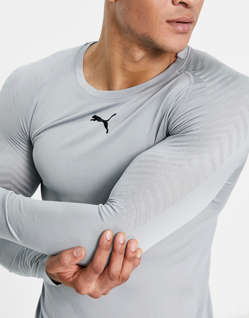 Puma training long sleeve top in gray
