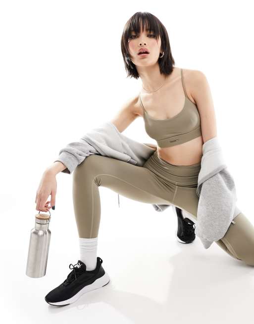 PUMA Training low impact sports bra and leggings in hazelnut, 2 of 2