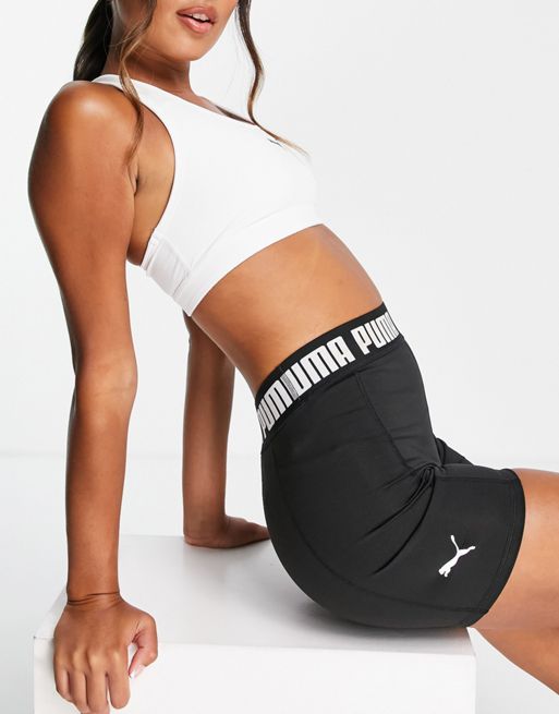 Puma Training Fit mid support sports bra in black and white
