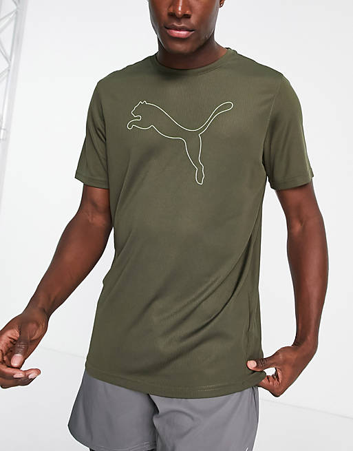 Puma Training outline logo t-shirt in khaki | ASOS
