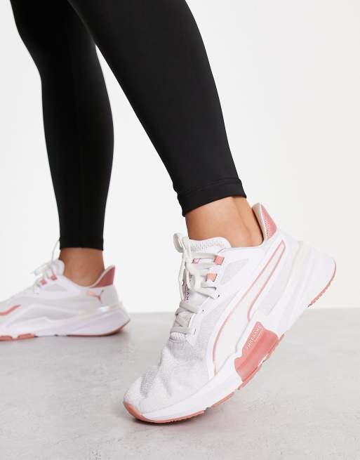 PUMA Training PWRFRAME Crystalline Sneakers bianche e rosa