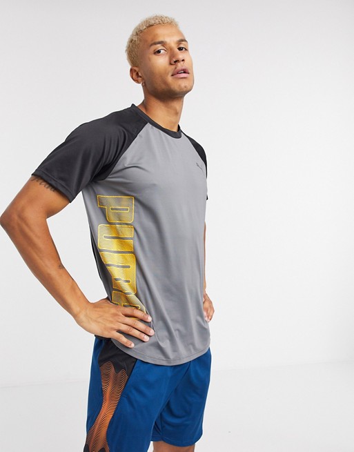 Puma Training raglan t-shirt with large logo in grey