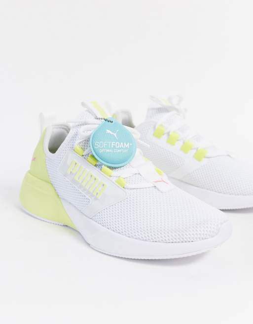 Puma trainers white store yellow