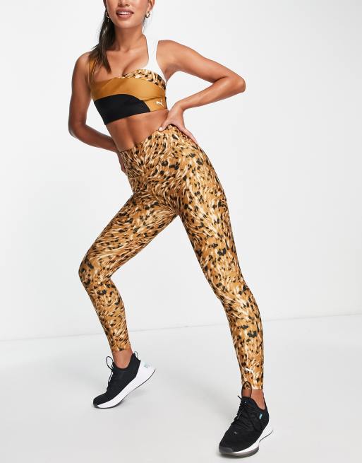 PUMA – Training – Safari Glam – Bruna, leopardmönstrade, ankellånga leggings med hög midja