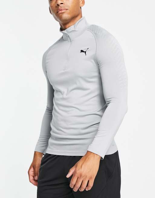 Puma Training Seamless 1/4 zip top in gray marl