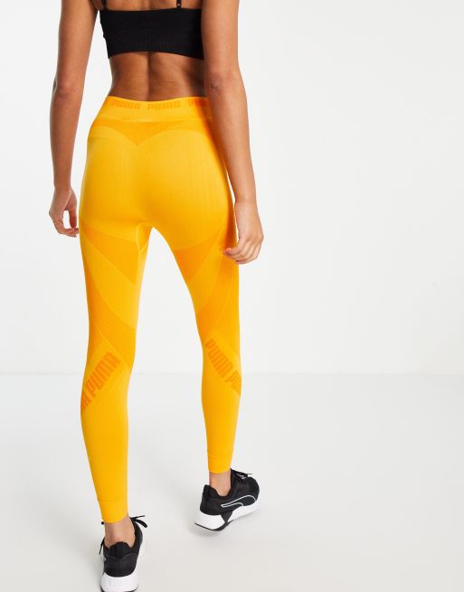 Puma - Training - Sømløse leggings med konturdetaljer i orange, 2 af 4