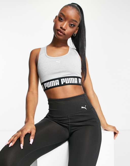 Puma Training mid support sports bra in grey |