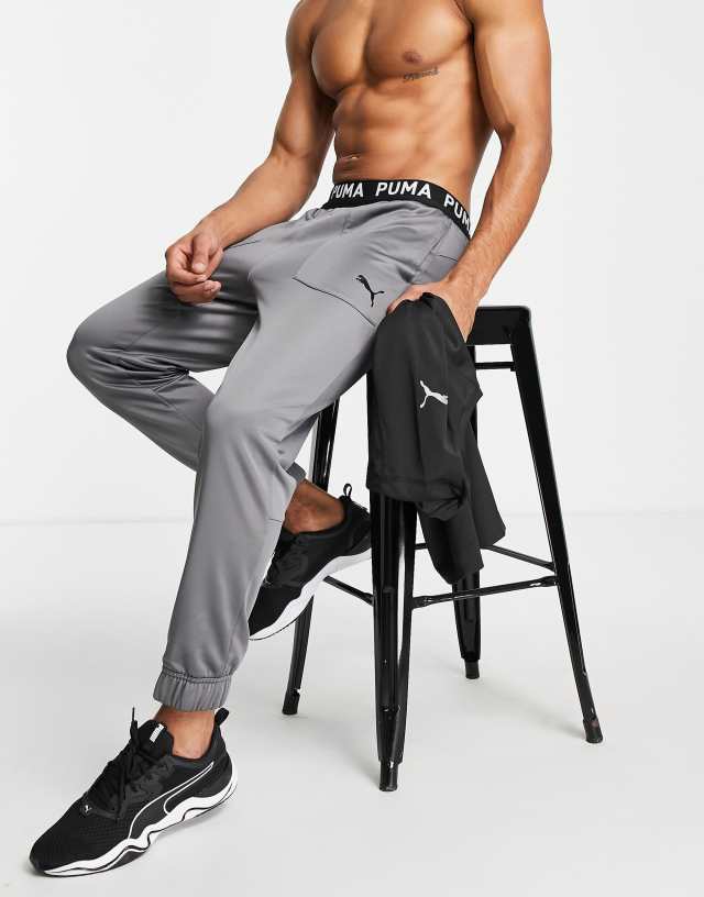 Puma Training sweatpants with branded waistband in dark gray