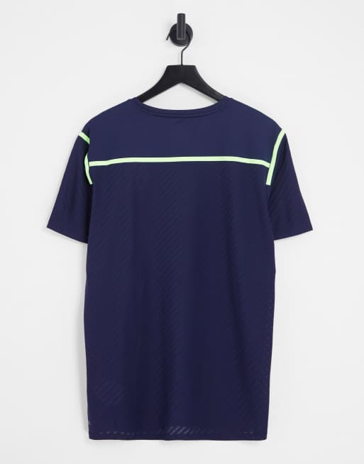 Puma - Training - T-shirt avec liseré jaune - Bleu marine, 3 de 4