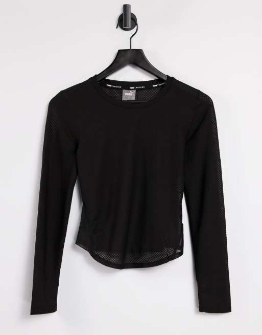 PUMA - Training - Top in rete a maniche lunghe, colore nero
