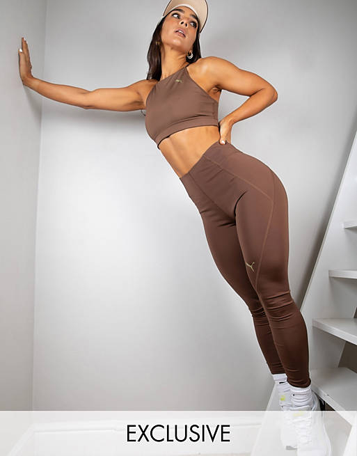Puma Training x Stef Fit high waist sculpted leggings in chocolate brown  exclusive to ASOS
