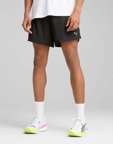 Puma Ultraweave 5" running shorts in black regular above knee length open bottom in puma black - view 1