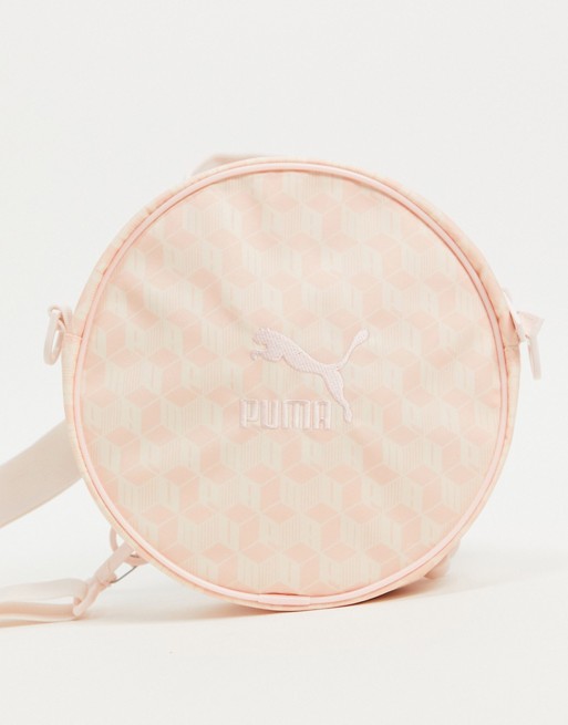 Puma unisex op round backpack in pink and white