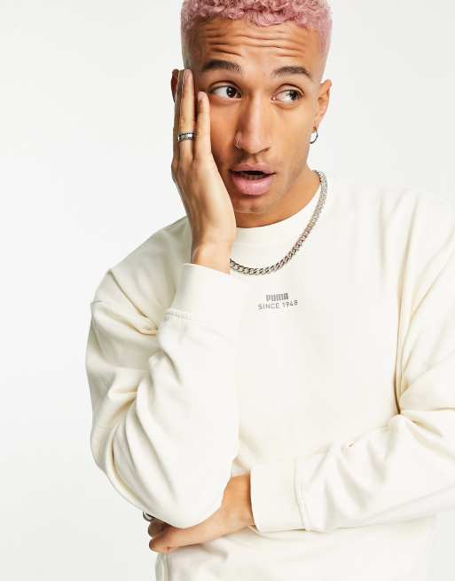 PUMA - Unisex oversized sweatshirt i råhvid vask - Kun hos ASOS