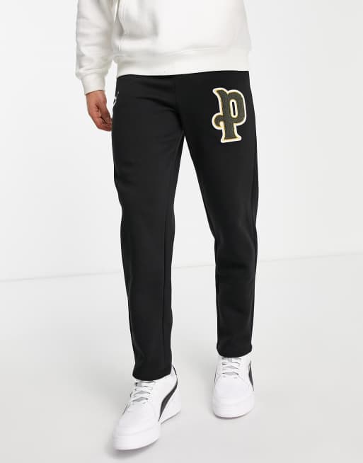 Puma varsity logo joggers in black