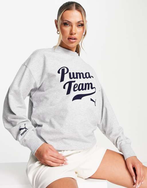 Puma varsity oversized sweatshirt in gray