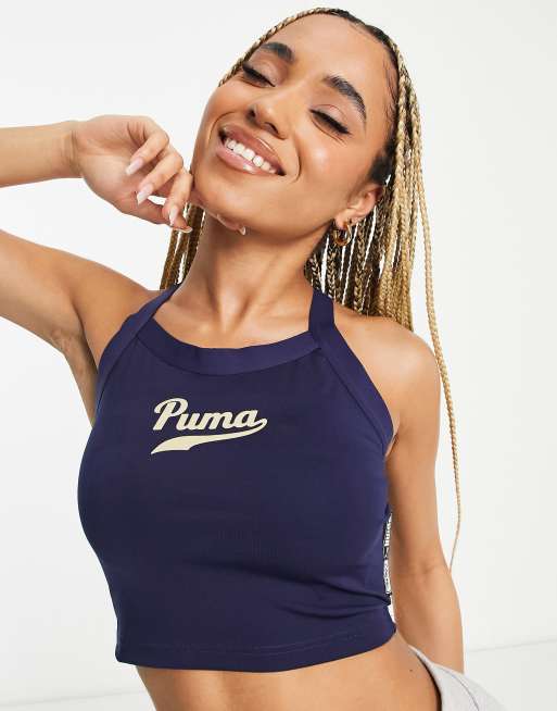 Puma varsity sleeveless bralette in navy