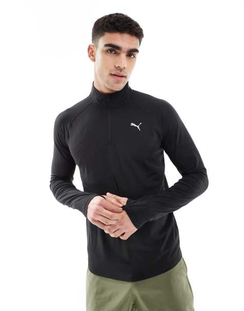 Puma Velocity cloudspun running quarter-zip top in puma black - view 1