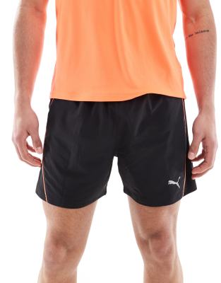 PUMA - Velocity - Short de course à passepoil orange - Noir