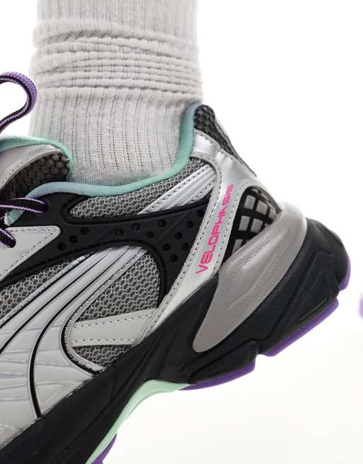 PUMA Velophasis Baskets Gris clair et violet ASOS