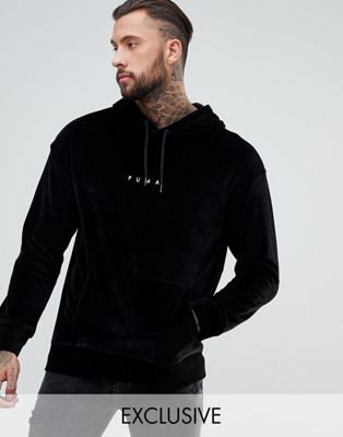 Puma velvet pullover hoodie in black 