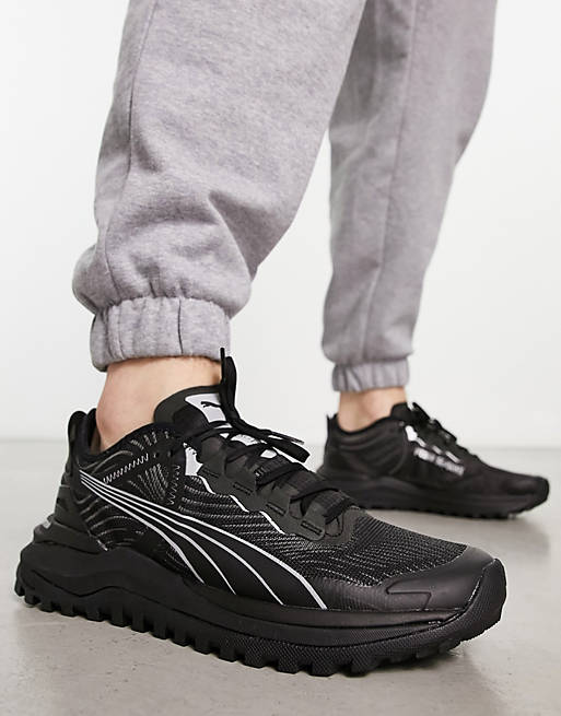Puma Voyage Nitro 2 trainers in black and silver | ASOS